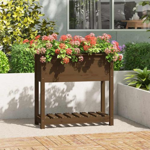 vidaXL Plantenbak met schap 82,5x34,5x81 cm grenenhout, Tuin en Terras, Bloembakken en Plantenbakken, Nieuw, Hout, 60 cm of meer