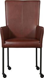 Set van 4 Cognac leren moderne eetkamerstoelen - met armleun, Huis en Inrichting, Stoelen, Overige kleuren, Nieuw, Leer, Ophalen of Verzenden