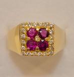 Ring - 18 karaat Geel goud Robijn - Diamant - Jaren 80 zoals, Nieuw