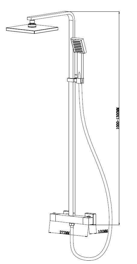 Wiesbaden Rombo-Eco douche-opbouwset + therm, kraan chroom, Doe-het-zelf en Verbouw, Sanitair, Ophalen of Verzenden