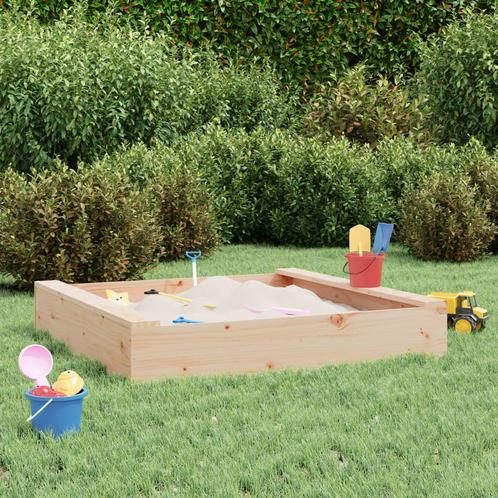 vidaXL Zandbak met bankjes vierkant massief grenenhout, Kinderen en Baby's, Speelgoed | Buiten | Zandbakken, Nieuw, Verzenden