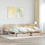 vidaXL Slaapbank met onderschuifbed en lades zonder matras, Huis en Inrichting, 90 cm, Eenpersoons, Bruin, Verzenden