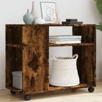 vidaXL Bijzettafel met wieltjes 70x35x60 cm hout gerookt, Huis en Inrichting, Tafels | Bijzettafels, Verzenden, Nieuw