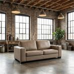 Leren bank Enjoy - 2,5 zits - Toledo Khaki (taupe/bruin) -, Huis en Inrichting, Banken | Bankstellen, Nieuw, Ophalen of Verzenden