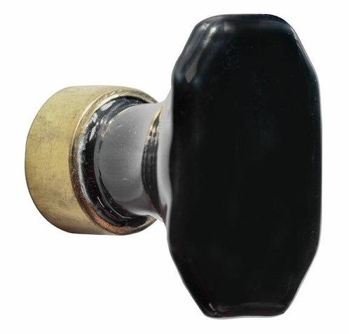 Meubelknop Octo ovaal porselein 36mm zwart/messing ongelakt, Doe-het-zelf en Verbouw, Hang- en Sluitwerk, Nieuw, Ophalen of Verzenden