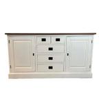Landelijk Grenenhouten Dressoir - Wit met Houten Blad