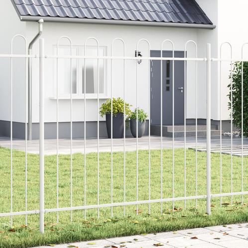 vidaXL Tuinhek met Hoepel Top in Wit - 3,4x1,5 m van Staal, Tuin en Terras, Schuttingen, Nieuw, IJzer, Verzenden