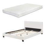 Aron Bedframe kunstleer met matras 140x200 cm wit, Huis en Inrichting, Slaapkamer | Bedden, Verzenden, Nieuw
