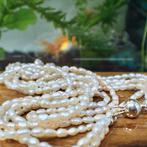 Parel collier met gouden slot | 49 cm (vintage, sierslot), Gebruikt, Overige kleuren, Ophalen of Verzenden, Met edelsteen