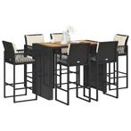 vidaXL 7-delige Tuinbarset met kussens poly rattan acacia, Tuin en Terras, Verzenden, Nieuw, Rotan, 6 zitplaatsen
