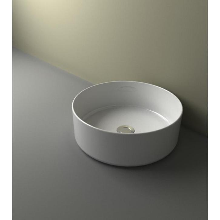 Wiesbaden Link Waskom Rond - 40x12cm - Keramiek - Glans Wit, Doe-het-zelf en Verbouw, Sanitair, Nieuw, Ophalen of Verzenden