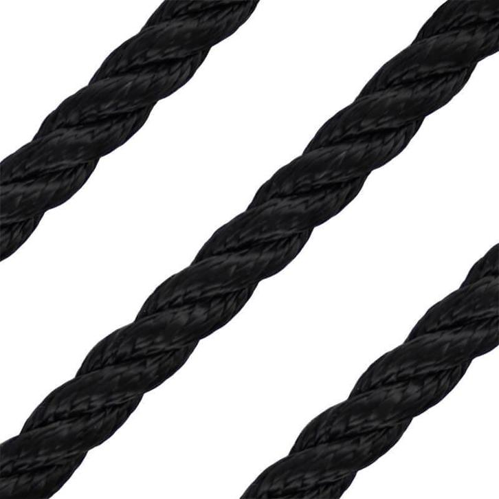 16mm Landvast & Ankerlijn 3-Strengs Polyester Zwart, Watersport en Boten, Bootonderdelen, Ophalen of Verzenden