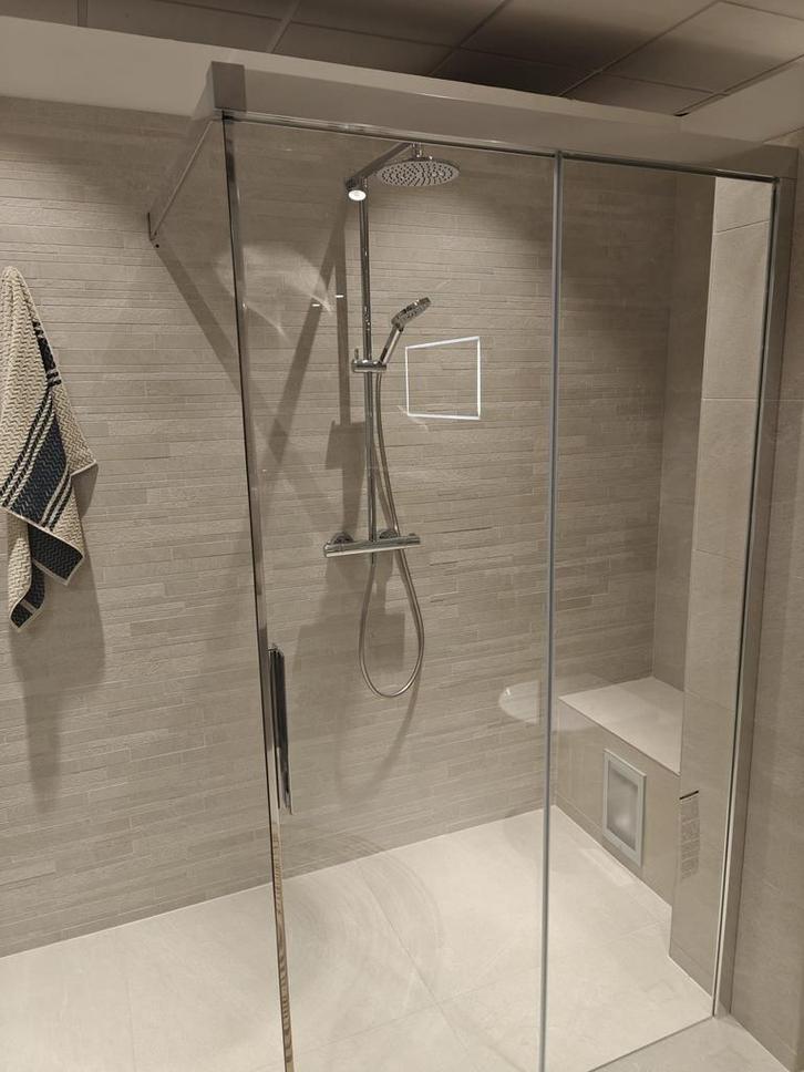 Inloopdouche 120cm schuifbaar helder glas + chroom - 0069, Doe-het-zelf en Verbouw, Sanitair, Douche, Nieuw, Chroom, Glas, Ophalen