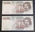 Italië. - 2 x 100.000 Lira 1983 Caravaggio I Tipo -