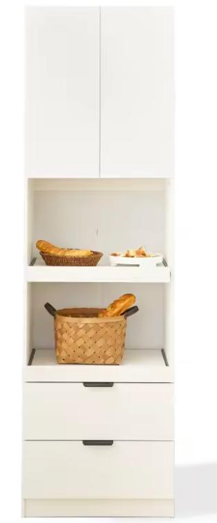 Hoge Keukenkast 200 cm – Wit Dressoir met Lades & Planken, Huis en Inrichting, Keuken | Keukenelementen, Nieuw, Verzenden