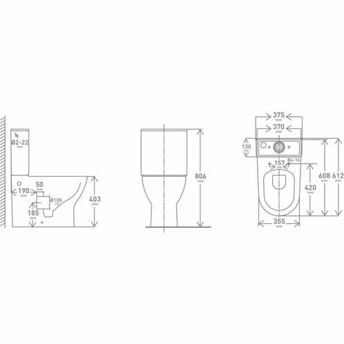 Duoblok Tina Rimless (inclusief reservoir en zitting) PK en, Doe-het-zelf en Verbouw, Sanitair, Ophalen of Verzenden