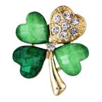 Fako Bijoux® - Broche - Klavertje Vier - Donkergroen -, Sieraden, Tassen en Uiterlijk, Broches, Verzenden, Nieuw