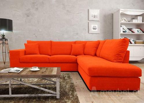 Hoekbank Gouda - hoekbanken - Oranje, Huis en Inrichting, Banken | Sofa's en Chaises Longues, Nieuw, Stof