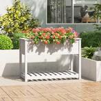vidaXL Plantenbak met schap 111,5x54x81 cm massief, Verzenden, Nieuw, Hout, 60 cm of meer