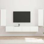 vidaXL TV Wandkast Set Wandgemonteerd 4 pcs Wit Bewerkt hout, Minder dan 50 cm, Verzenden, 100 tot 150 cm, Nieuw
