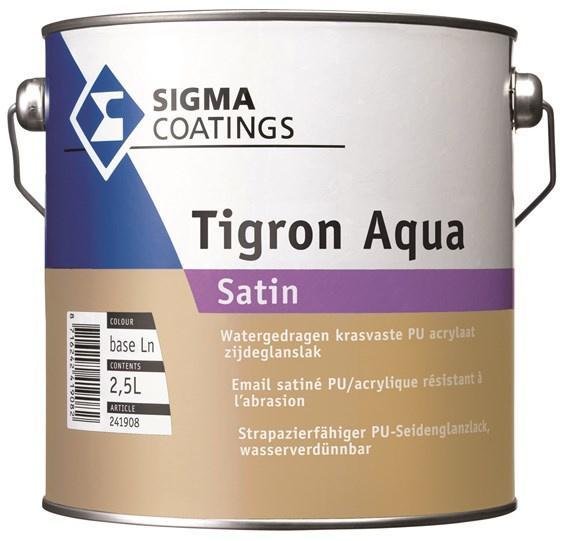 Sigma Tigron Aqua Satin - Wit - 2,5 liter (Lakverf), Doe-het-zelf en Verbouw, Verf, Beits en Lak, Lak, Wit, Nieuw, Minder dan 5 liter