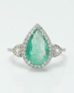 Statement ring - 14 karaat Witgoud - 2.81ct. tw. Smaragd -