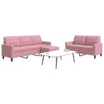 vidaXL 3-delige Loungeset met kussens fluweel roze, Huis en Inrichting, Banken | Bankstellen, Verzenden, Nieuw, Vierpersoons of meer