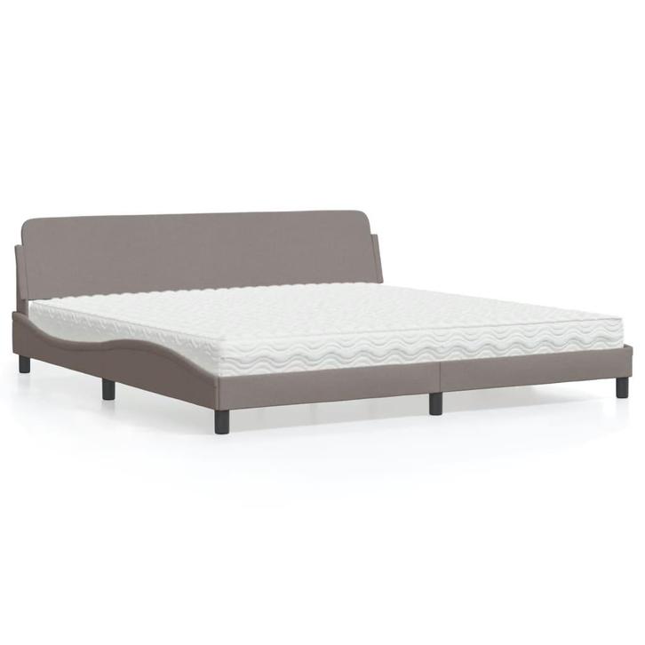 vidaXL Bed met matras Dover stof taupe 200x200 cm, Huis en Inrichting, Slaapkamer | Bedden, Overige maten, 200 cm, Tweepersoons