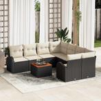 vidaXL Tuin Sofa Set 9 pcs Zwart en wit, Tuin en Terras, Tuinsets en Loungesets, Verzenden, Nieuw, Rotan