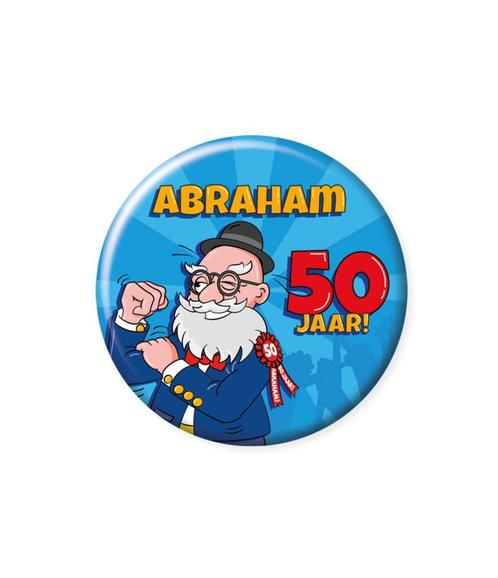 Abraham Button 50 Jaar 5,5cm, Hobby en Vrije tijd, Feestartikelen, Nieuw, Verzenden