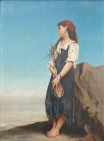 Franse school (XIX-XX) - Jonge Italiaanse vrouw met een, Antiek en Kunst, Kunst | Schilderijen | Klassiek