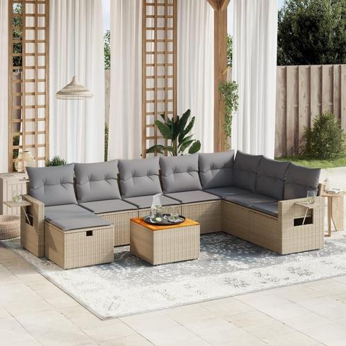 vidaXL 9-delige Loungeset met kussens poly rattan gemengd, Tuin en Terras, Tuinsets en Loungesets, Loungeset, Nieuw, Rotan, Verzenden