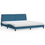 vidaXL Bed met matras fluweel blauw 200x200 cm, Huis en Inrichting, Slaapkamer | Bedden, Overige maten, 200 cm, Stof, Verzenden