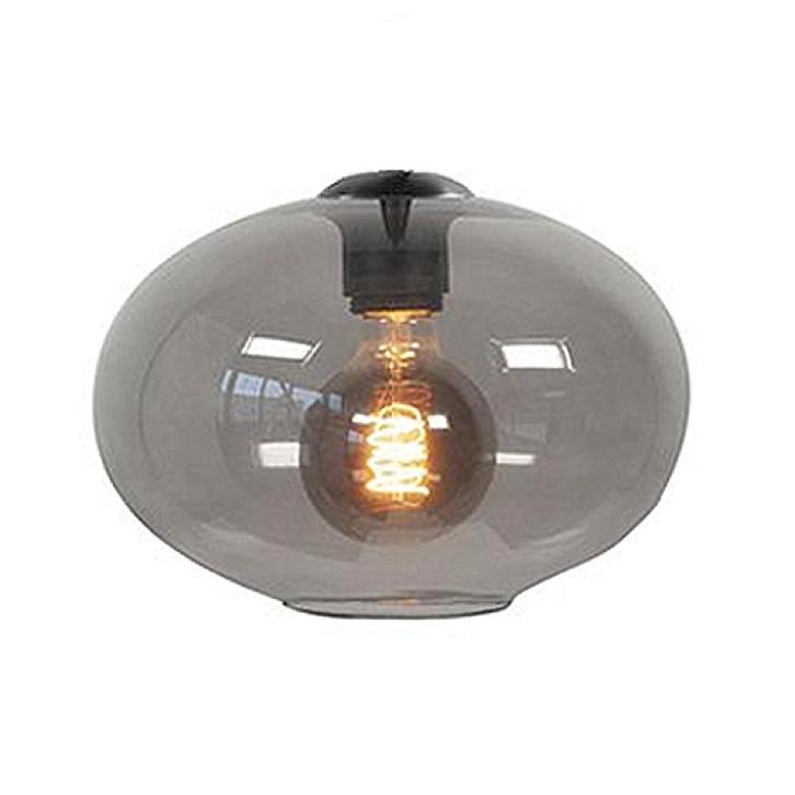 Highlight | Glazen lampenkap 26cm | Rook glas, Huis en Inrichting, Lampen | Lampenkappen, 50 cm of meer, Rond, Zwart, Nieuw, Ophalen of Verzenden