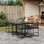 vidaXL 5-delige Tuinset poly rattan zwart, 4 zitplaatsen, Nieuw, Tuinset, Verzenden