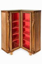 Vitrinekast - Glas, Hout, Textiel, neon - hoeketalage, Antiek en Kunst