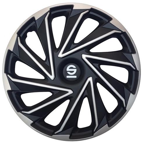 4-Delige Sparco Wieldoppen  Varese 16-inch zilver/zwart, Auto diversen, Wieldoppen, Verzenden