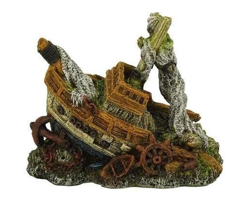 Decoratie schip Sinkin Boat 15cm  aquarium decoratie, Dieren en Toebehoren, Vissen | Aquaria en Toebehoren, Nieuw, Ophalen of Verzenden