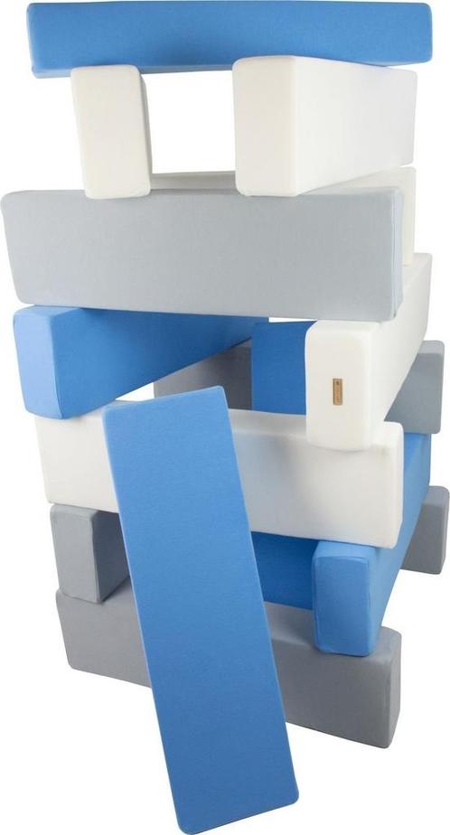 Jenga - 15 zachte speelblokken - wit, babyblauw, grijs, Kinderen en Baby's, Speelgoed | Educatief en Creatief, Nieuw, Ophalen of Verzenden