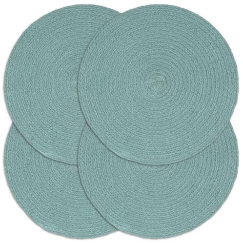 vidaXL Placemats 4 st rond 38 cm katoen effen groen, Huis en Inrichting, Keuken | Textiel, Groen, Nieuw, Verzenden