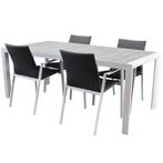 Nancy New Delhi dining tuinset 220x100x74,5 cm 5 delig wit, Tuin en Terras, Tuinsets en Loungesets, Ophalen of Verzenden, Nieuw
