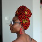 Afrikaanse hoofddoek / Vlisco headwrap - Rode / Gele branch, Nieuw, Ophalen of Verzenden