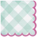 Servetten Gingham Met Roze Rand 16st, Nieuw, Verzenden