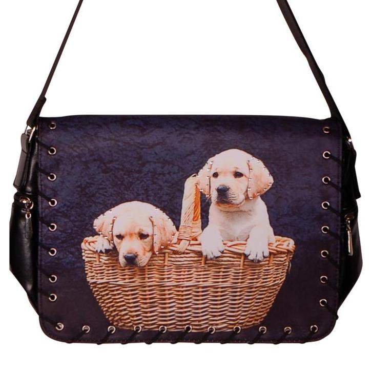 Schoudertas Labrador pups NIEUW, Sieraden, Tassen en Uiterlijk, Tassen | Schoudertassen, Zwart, Nieuw, Ophalen of Verzenden