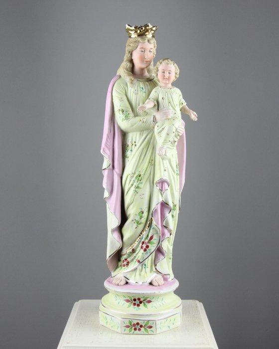 Beeldje - Maria met Jezus - Biscuit porselein, Antiek en Kunst, Antiek | Boeken en Bijbels