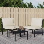 vidaXL Tuinstoelen met zandkleurige kussens 2 st 60x74x79 cm, Verzenden, Nieuw, Rvs, Tuinset