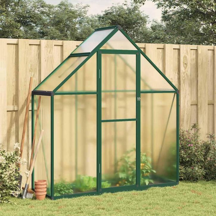 vidaXL Tuinkas met basisframe 169x58x195 cm aluminium groen, Tuin en Terras, Kassen, Nieuw, Verzenden