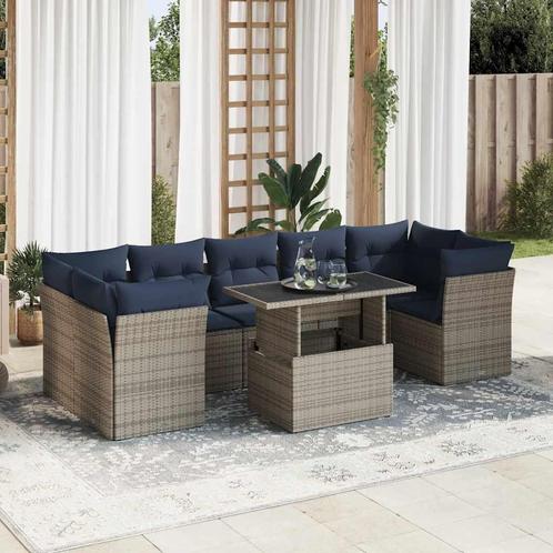 vidaXL 8-delige Loungeset met kussens poly rattan acacia, Tuin en Terras, Tuinsets en Loungesets, Loungeset, Nieuw, Rotan, Verzenden