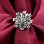 18 Krt. Exclusief witgouden cocktailring met diamant | 1,..., Sieraden, Tassen en Uiterlijk, Ringen, 18 tot 19, Gebruikt, Overige kleuren