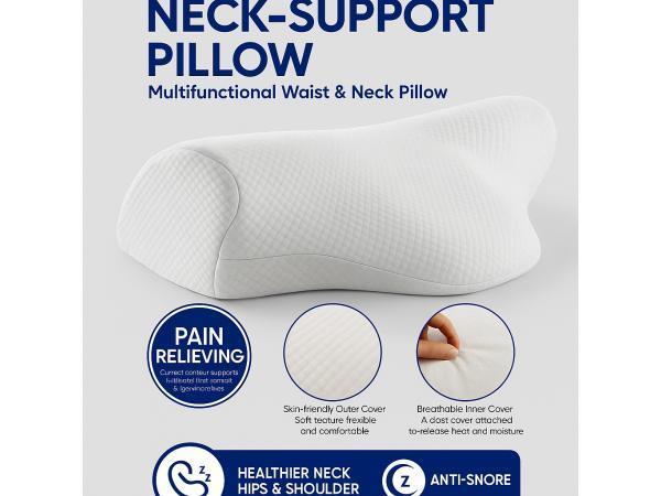 Veiling - 2x Memory Foam Nek- en Rugsteunkussen, Huis en Inrichting, Slaapkamer | Beddengoed, Nieuw